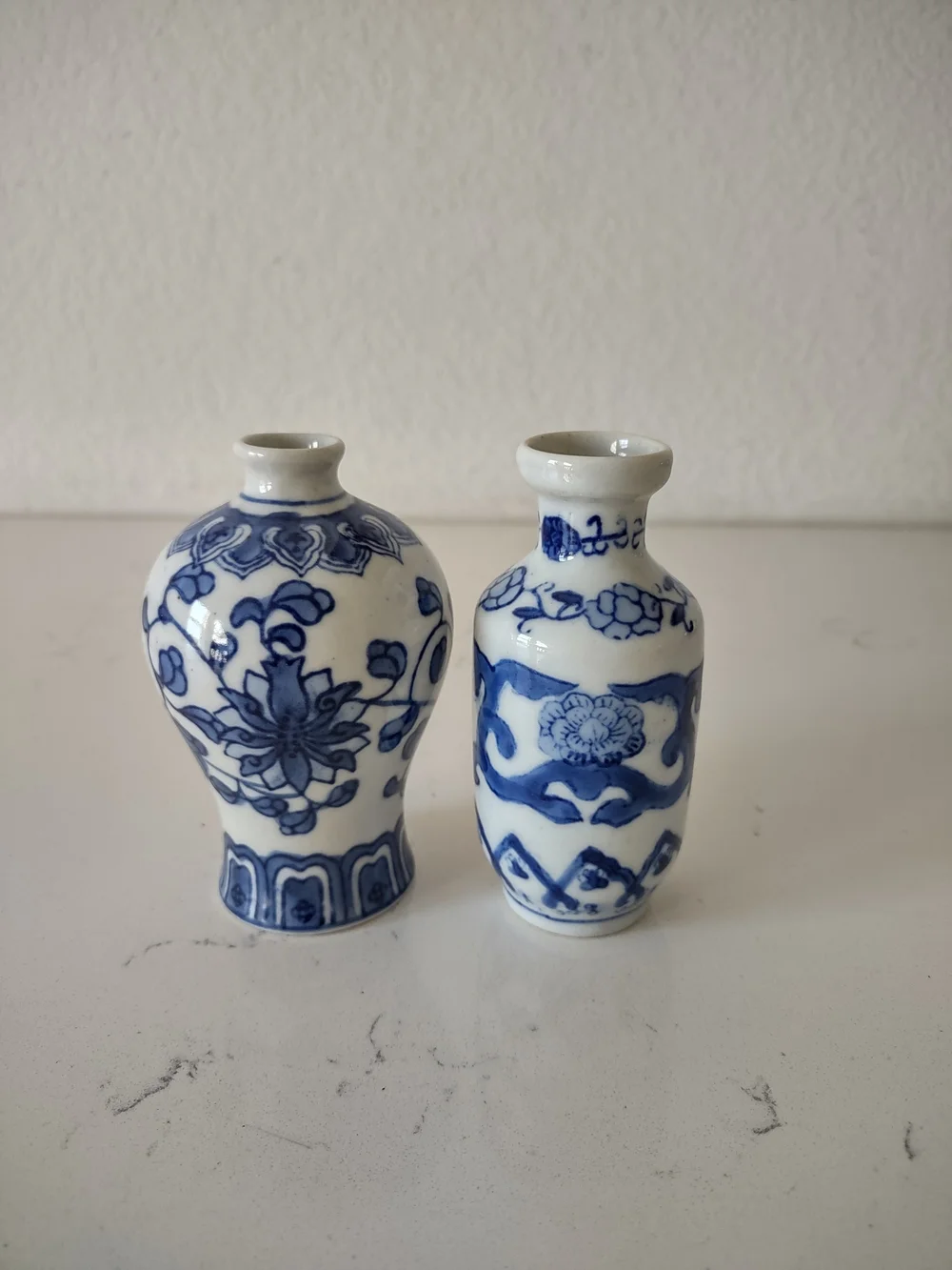 Blue and White Porcelain Mini Vases - Decorative Home Accents